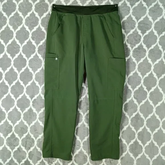 FIGS Scrub Set Men Medium Short Moss Green Leon Top Axim Cargo Pants Stretch - Picture 8 of 15